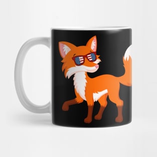 Patriotic Fox With America Flag Sunglasses 4Th Of July Mug